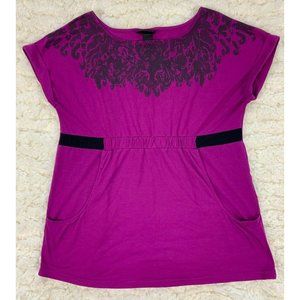 Lane Bryant Purple Short Sleeve Tunic Top Pockets Breathable Cool Size XL 14/16
